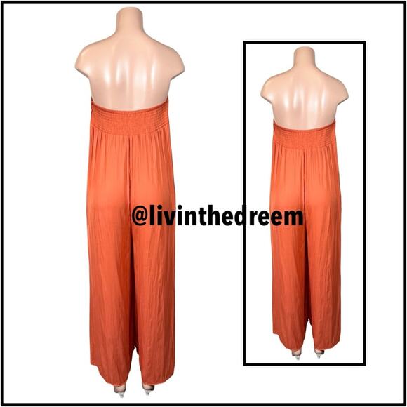 FREE PEOPLE BEACH KIMMIE SHINE STRAPLESS WIDE LEG ONE PIECE JUMPSUIT SZ M $130 - Picture 7 of 15